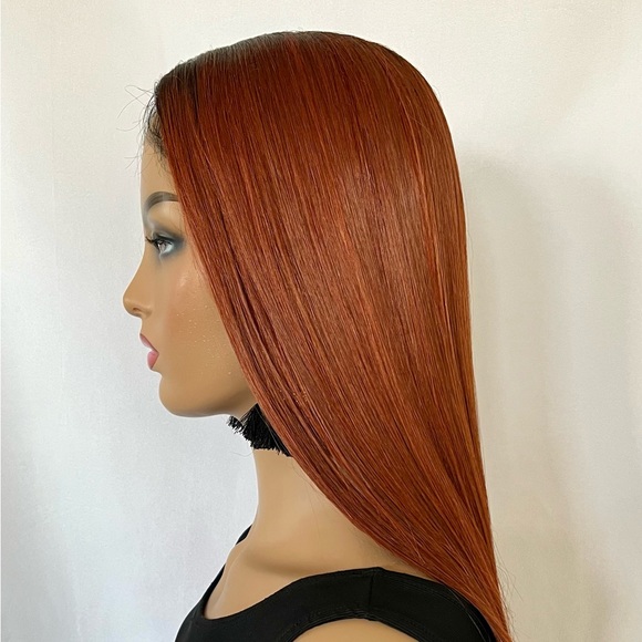 Very Pretty 28” Ombre Copper Color Premium Fiber Lace Front Wig - Picture 6 of 9